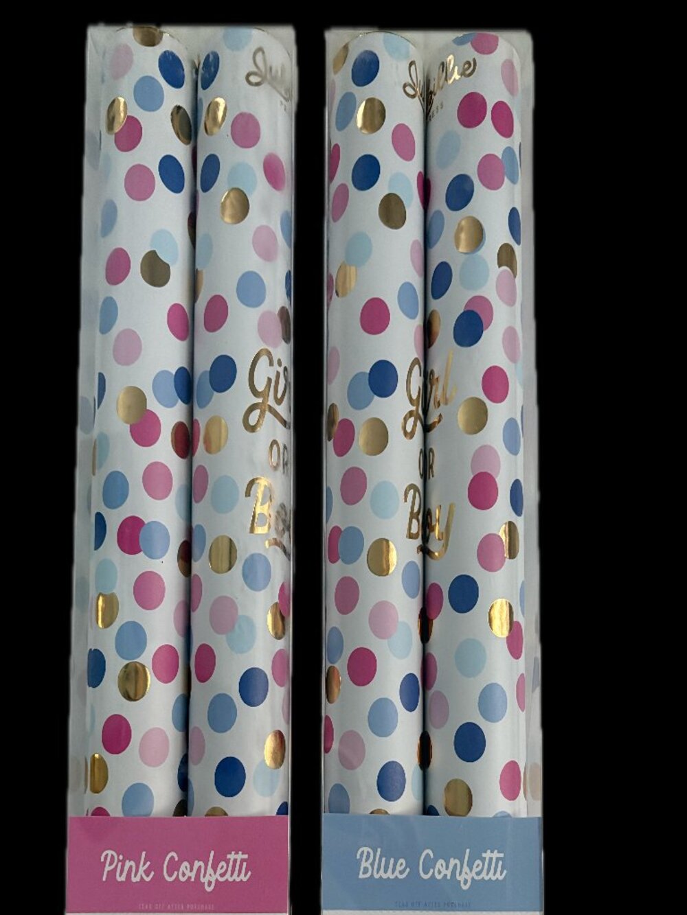 BNIB Gender Reveal Confetti Poppers Set of 4 (2 blue, 2 pink)